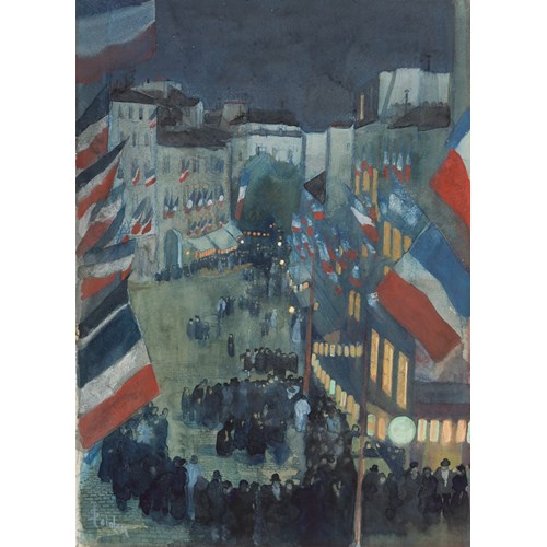 Figures in a Parisian Square at Night